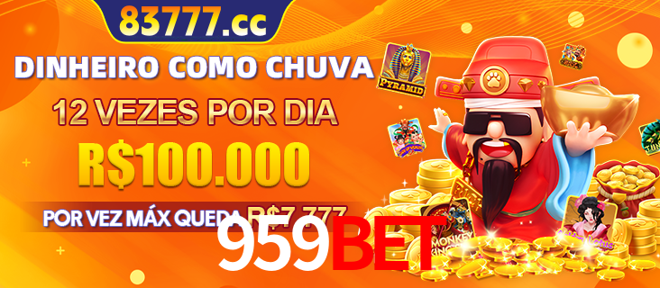 Banner do programa de recompensas Recomende para amigos do 959BET, detalhando os bônus por convidar amigos, com prêmios que chegam a R$288.888.
