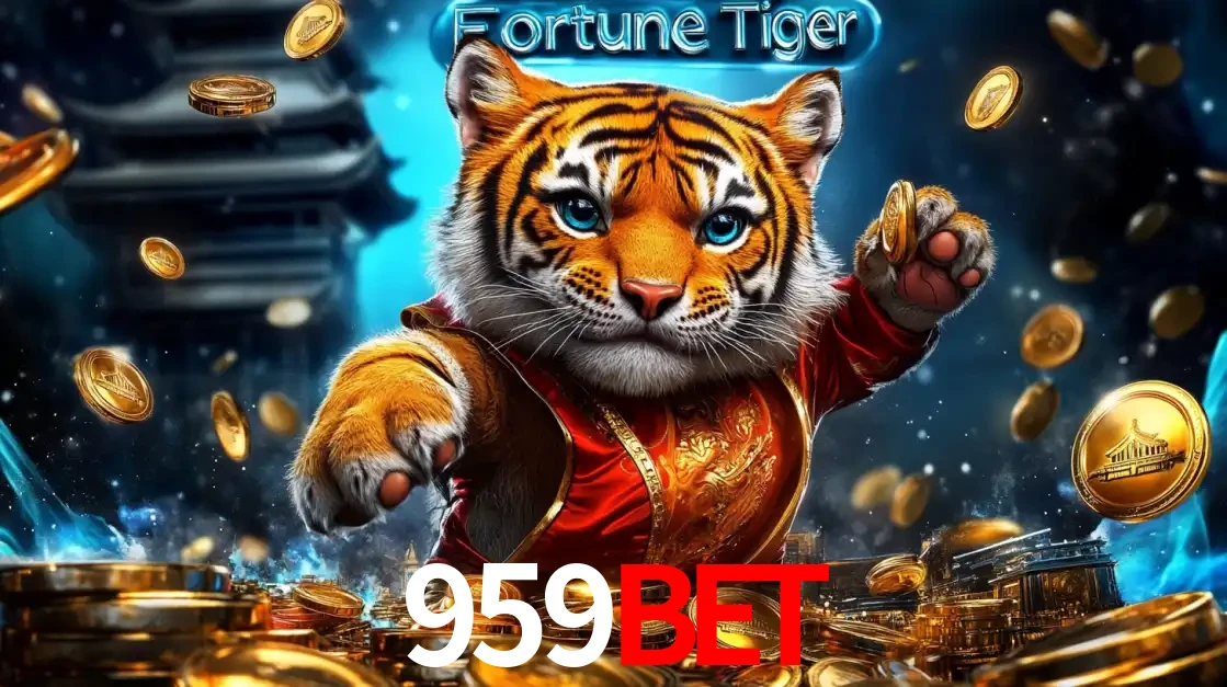 Imagem promocional do jogo de slot Fortune Tiger, com um tigre majestoso em traje tradicional cercado por uma fortuna em moedas de ouro, disponível agora no cassino 959BET.